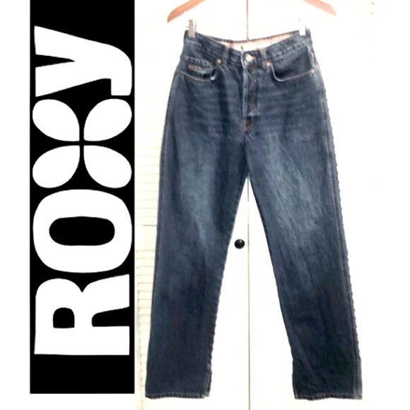 Roxy Retro High Rise Barrel Button Fly Loose Jeans Size 26 - Picture 1 of 9